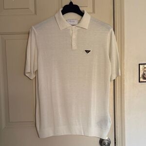 Prada Men's Cream Polo Shirt